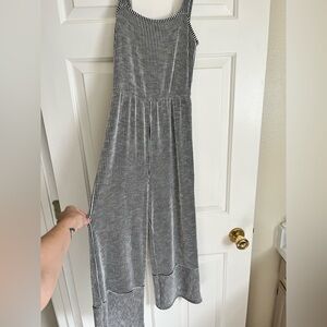 Navy/white striped jumpsuit